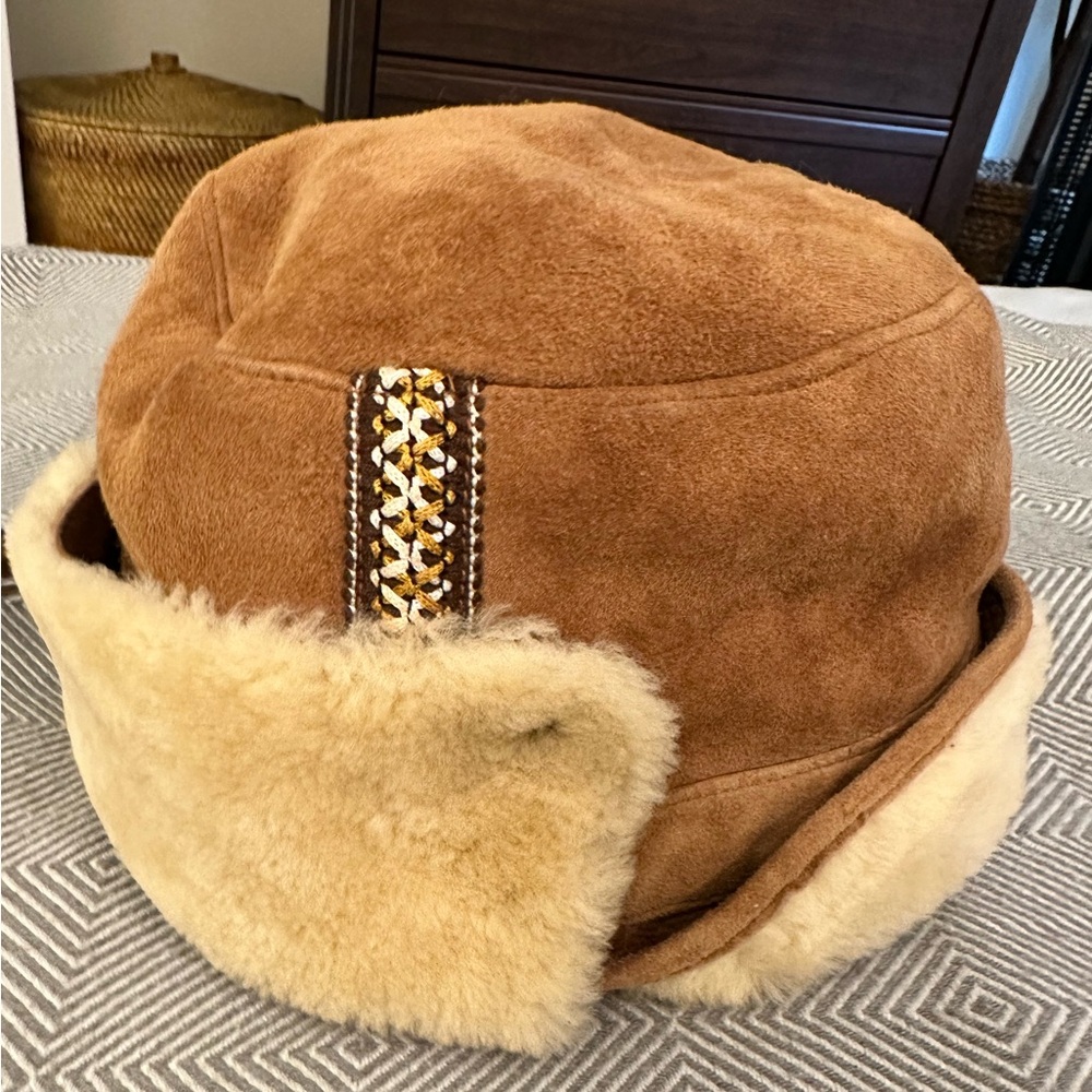 UGG Suede & Shearling Cap